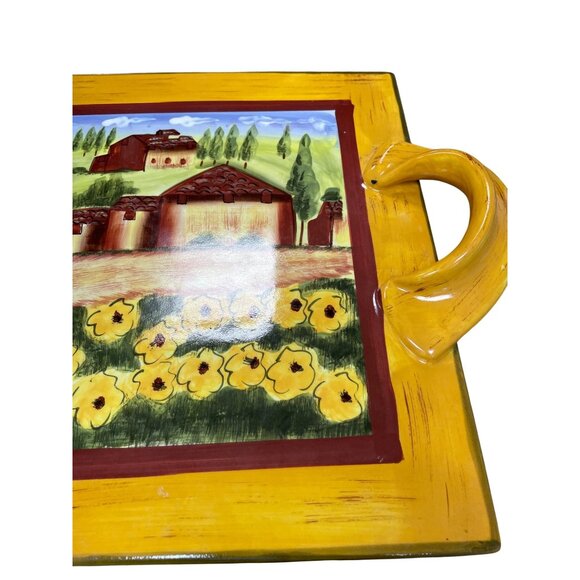 Romancing Provence Tuscan Country handpainted ceramic serve tray SKU 9622 - Picture 3 of 11